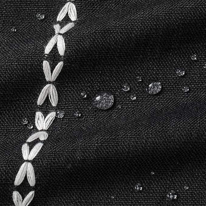 MitoVilla Black Small Stall Shower Curtain 36 x 72, Half Size Narrow Polyester Linen Heavy Fabric Shower Curtains for Boho Farmhouse Bathroom Decor, Wrinkle Resistant Cloth Shower Curtain