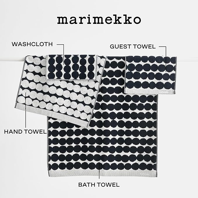 MARIMEKKO Räsymatto Terry Cotton Guest Towel – Polka Dot Patterned Guest Towels – 20 in x 12 in