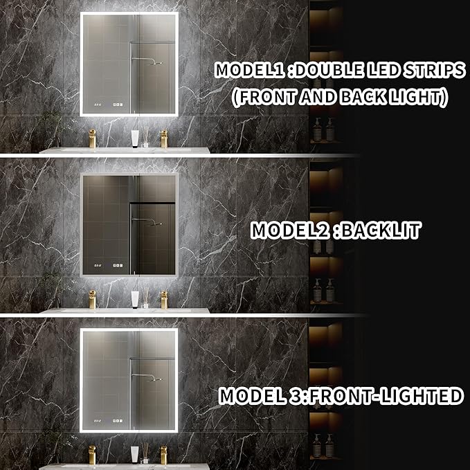 Lighted Medicine Cabinet with Mirror 30"x32" Recessed LED Medicine Cabinet Mirror, Front&Backlit, 3-Color Temperatures, Stepless Dimming, Anti-Fog, Magnifier, 2 Outlets, Storage Shelves, ETL Certified