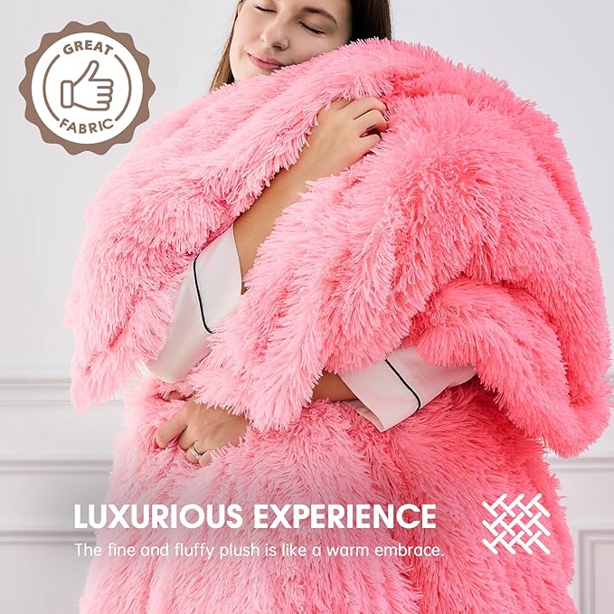 Heated Electric Blanket Twin,Warm Winter Birthday Gifts for Women Her Grandma–Faux Fur with Soft Sherpa,10 Heat Settings,5 Time Settings with Fast Heating, 62x84, Baby Pink