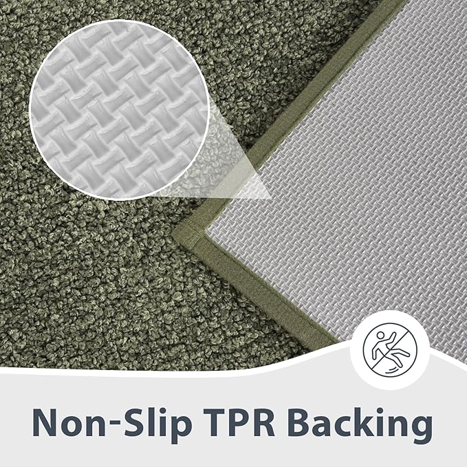 Bathroom Rugs 24" x 60", Non-Slip Extra Soft Absorbent Bath Rugs, Machine Washable Quick Dry Bath Mats for Bathroom Floor, Shower, Bathtub and Sink, Olive Green & Green