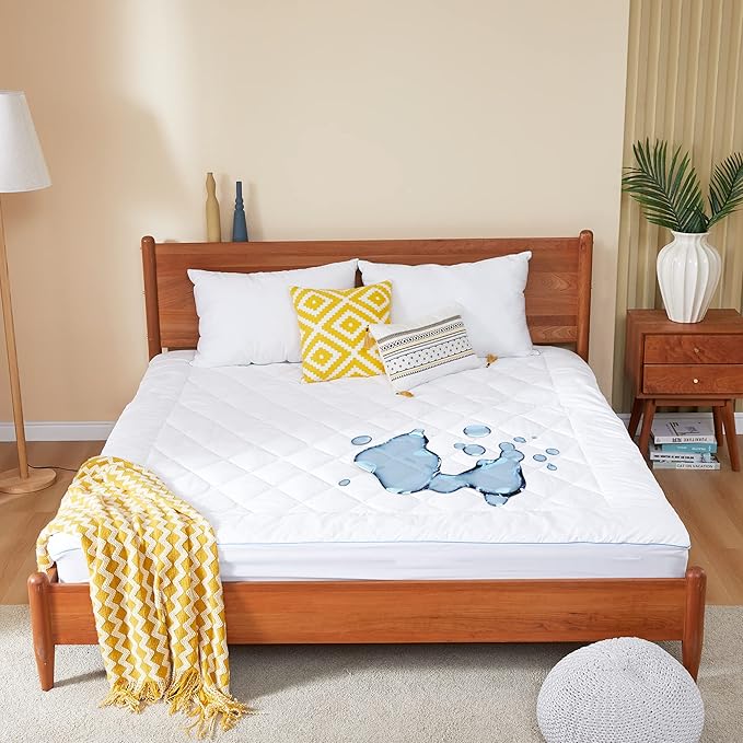 Full Size Mattress Protector Waterproof Quilted Mattress Cover Cotton Mattress Pad Cover Extra Deep Pocket 18-22" Thin Version Hypoallergenic & Soft