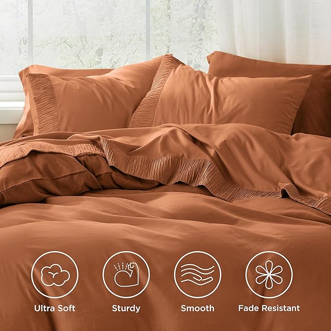 Bedsure King Size Sheets Set - 4 Pieces Soft King Sheets - Breathable & Cooling - Hotel Luxury - Easy Care Polyester Microfiber Bedding for Women, Men, Terracotta