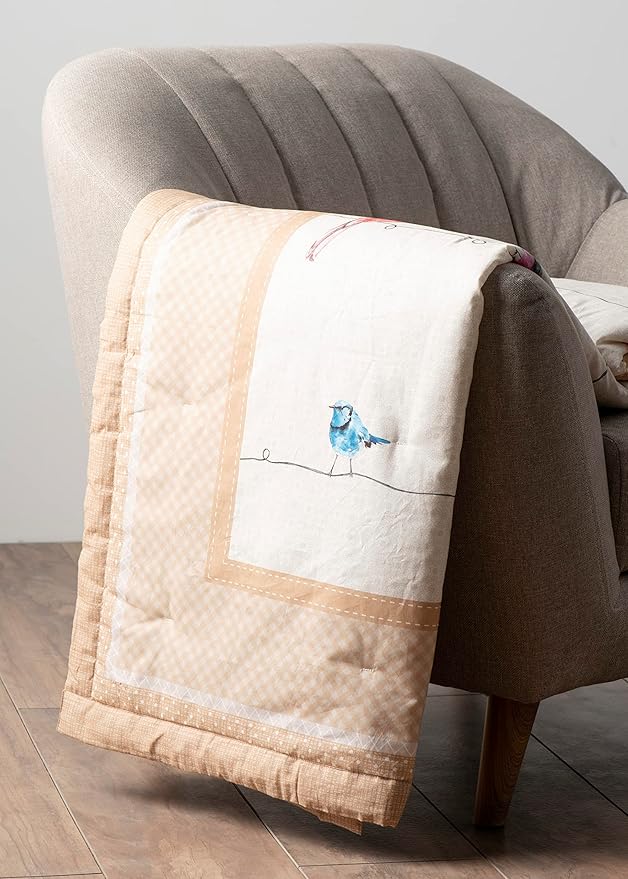 Maison d' Hermine Throw Blanket for Couch Lightweight Soft Warm Breathable Cotton Throw Blankets for Bed Girls Boys Women Men Gifts Sofa Travel Living Room Chair Bedding (60"x80", Birdies On Wire)
