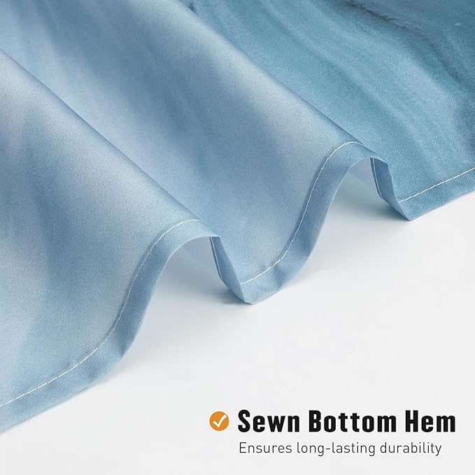 MitoVilla Blue Marble Small Stall Shower Curtain 36 x 72, Abstract Ombre Half Size Narrow Shower Curtain Set, 36 inch Modern Fabric Shower Curtains for Chic Luxury Bathroom Decor