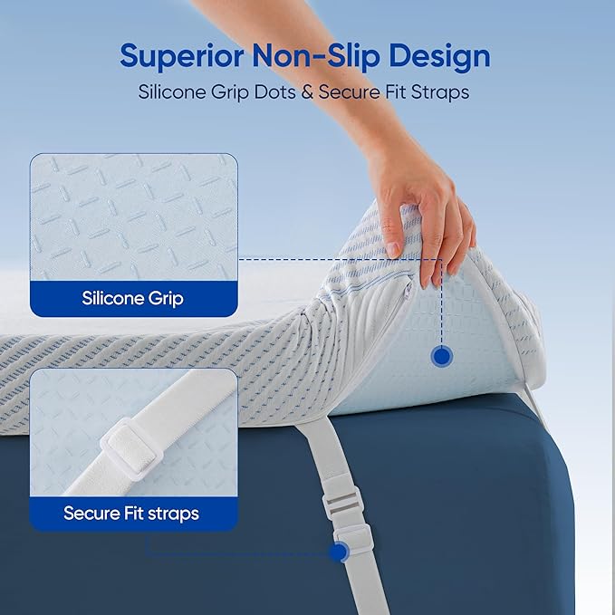 3 Inch King Size Gel Memory Foam Mattress Topper High Density Cooling Pad Pressure Relief Bed Topper with Removable & Washable Cover