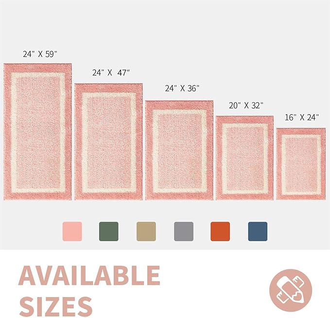 CozeCube Bath mats for Bathroom Non Slip, Fluffy Absorbent Microfiber Bath mat Washable, Aesthetic Bathroom Rugs, Cute Blossom Pink Bath mat, Blossom Pink, 32" x 20"
