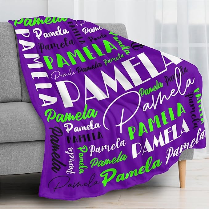 Name Blanket Personalized Blanket for Adult Kids Flannel Customize Throw Blanket Custom (Color 28, 30 x 40 Inches)