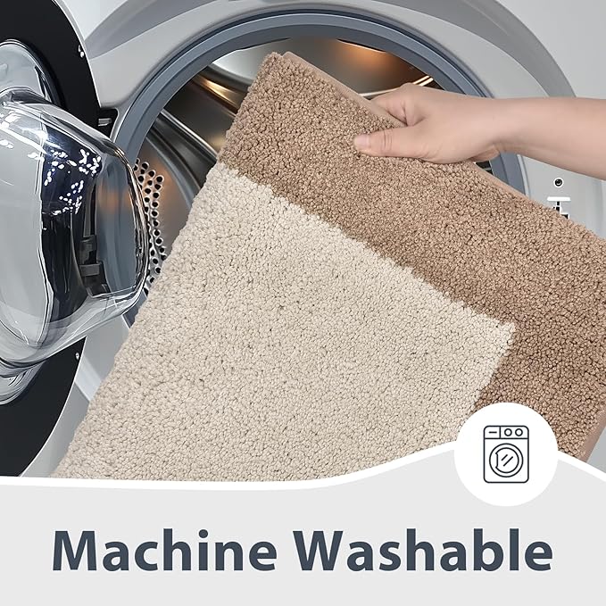 Bathroom Rugs 20" x 30", Non-Slip Extra Soft Absorbent Bath Rugs, Machine Washable Quick Dry Bath Mats for Bathroom Floor, Shower, Bathtub and Sink, Beige & Grayish Brown
