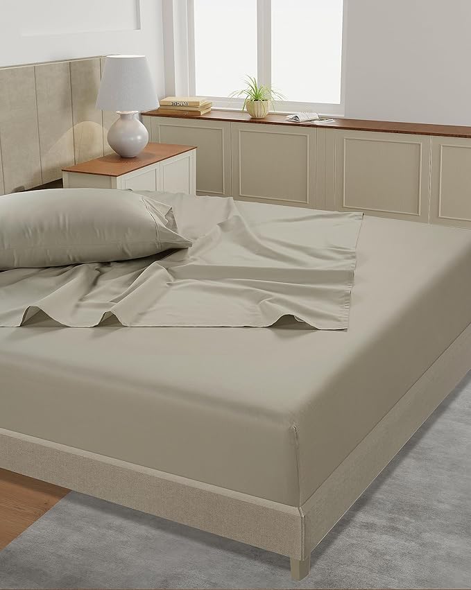LANE LINEN California King Sheets Deep Pockets – 450 Thread Count Cotton Sheets, Soft & Breathable Sateen Weave, 15” Fully Elasticized Fitted Sheet, Luxury Hotel Bedding, Linen