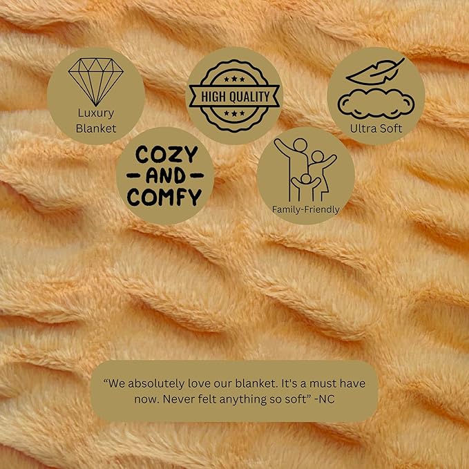 Minky Designs Passionate Peach Minky Blanket – Ultra Soft Faux Fur Throw Blanket for Couch, Bed & Home – Fluffy, Warm & Luxurious – Chic Collection (Large, 60x72)