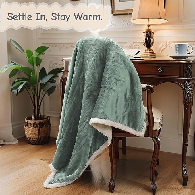 Electric Heated Blanket Twin Size 62"x84", Soft Flannel with Overheat Protection, 6 Adjustable Heat Settings & 10-Hour Auto-Off Timer, Fast Heating for Winter Comfort, Light Green