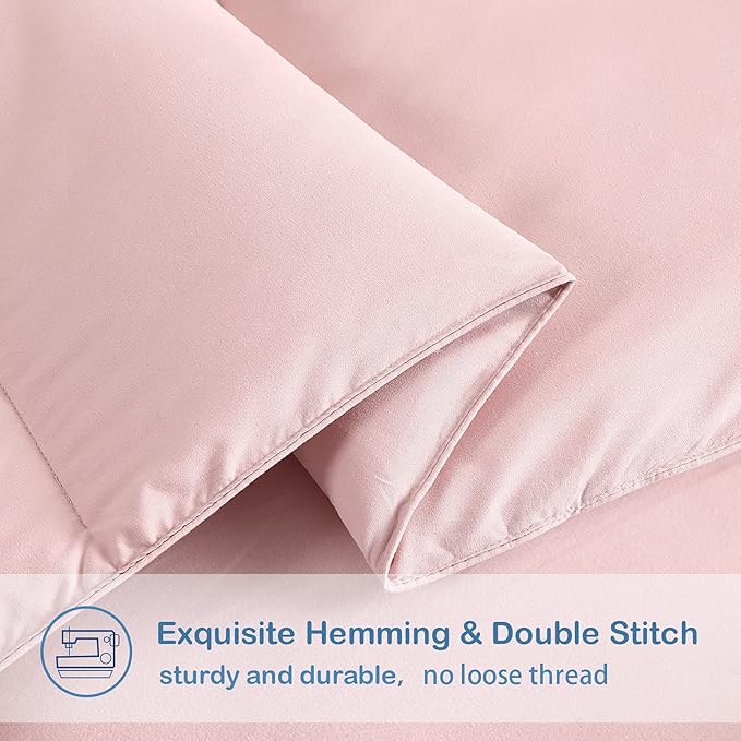 EASELAND Oversized King Down Alternative Comforter - Quilted Duvet Insert for All Seasons, Soft Lightweight with Corner Tabs, Summer Winter Warm Bedding, Pink 98x116 Inches
