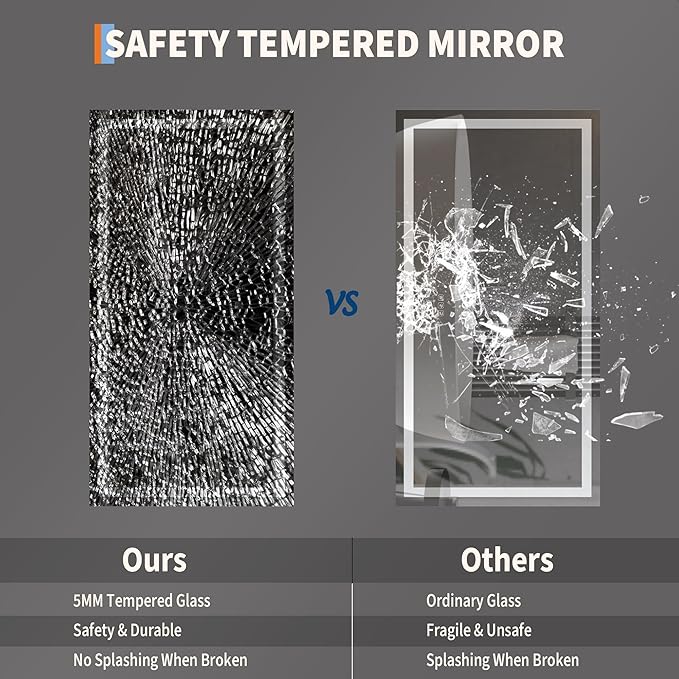 GarveeHome 50x26 LED Bathroom Mirror with Lights, Dimmable, Anti-Fog, Backlit + Front Lit, Smart Bathroom Vanity Mirror for Wall, Memory Function, Shatter-Proof (Horizontal/Vertical)