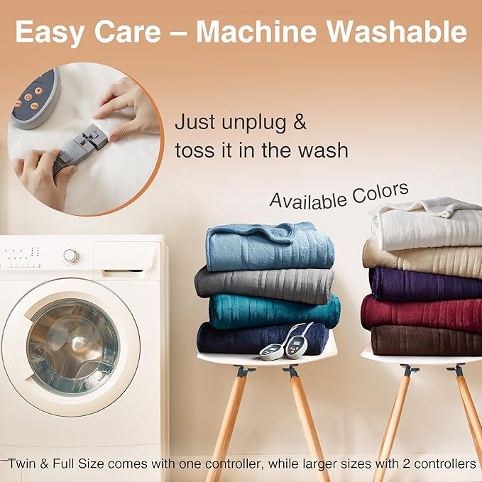 Beautyrest Heated Blanket, Electric Blanket, Soft, Warm, Reversible Plush - Sherpa Heating Blanket with 20 Heat Settings, 1-10 hrs Timer Auto Shut Off, Machine Washable, King (90 inx100 in), Indigo