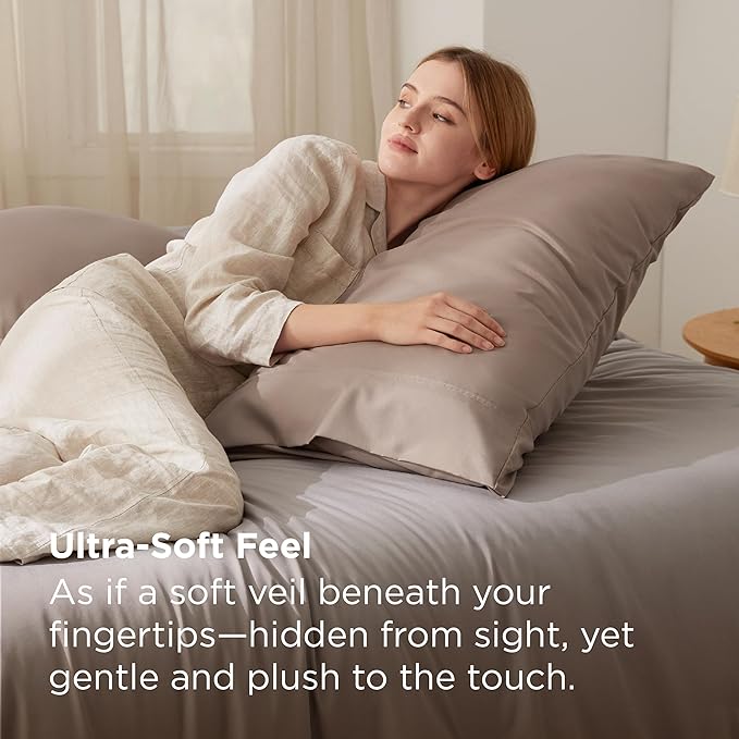 Bedsure Queen Pillow Cases Set of 2 - Khaki Brushed Microfiber Pillowcase 2 Pack, Super Soft Pillowcase, Pillow Case Covers with Envelope Closure, Wrinkle, Fade and Stain Resistant, 20x30 Inches