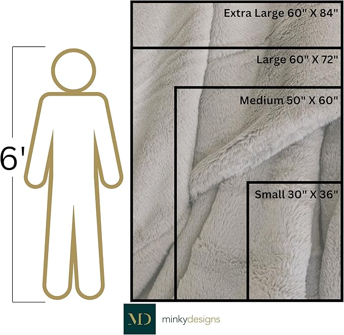 Minky Designs Arctic Lynx Minky Blanket – Ultra Soft Faux Fur Throw Blanket for Couch, Bed & Home – Fluffy, Warm & Luxurious – Posh Collection (Large, 60x72)