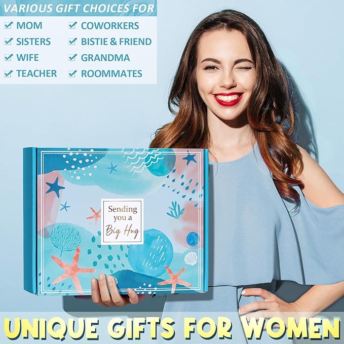 Birthday Gifts for Women Self Care Gifts Get Well Soon Gifts, Ocean Relaxing Spa Gifts Basket Care Package w/ Flannel Blanket 40 OZ Tumbler, Christmas Gifts for Mom Wife Grandma Friends Sisters Her