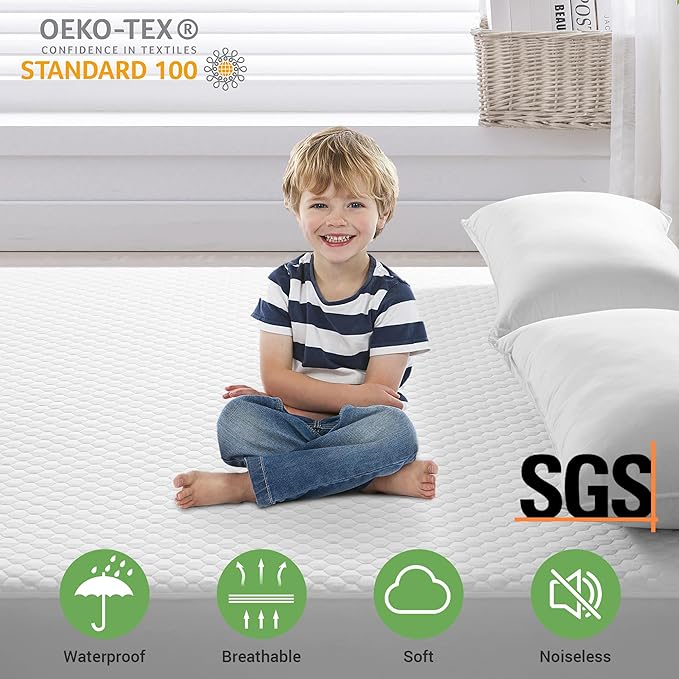 Premium 100% Waterproof Queen Mattress Protector, 4D More Cooling Breathable Mattress Cover for Bed, Fitted-Sheet Style 8-21" Extra Deep Pocket Mattress Topper, Washable Noiseless (Beehive,Queen)