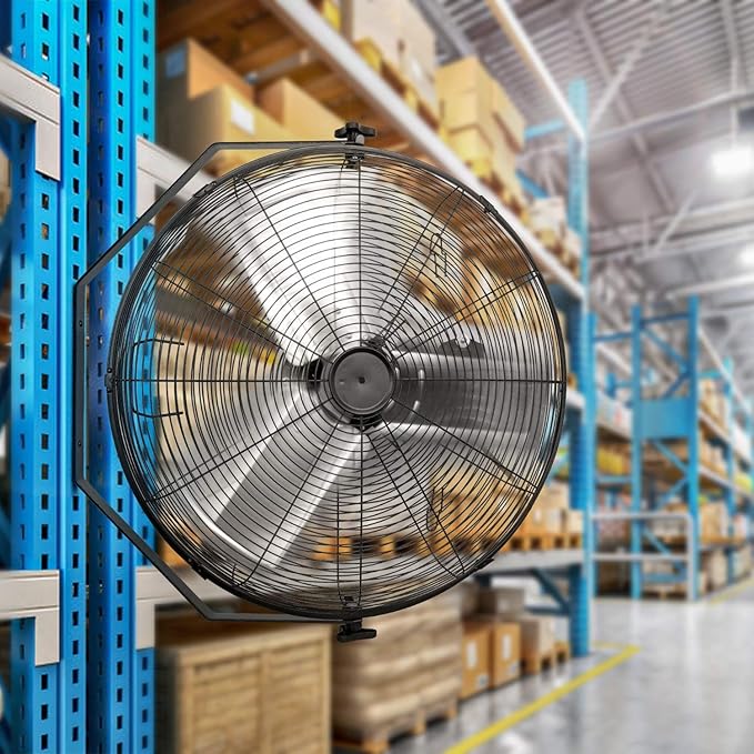 Simple Deluxe 24 Inch Industrial Wall Mount Fan, 3 Speed Commercial Ventilation Metal Fan for Warehouse, Greenhouse, Workshop, Patio, Factory and Basement - High Velocity, black