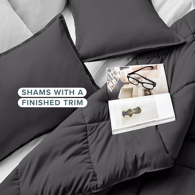 Bare Home Comforter Set - Twin/Twin Extra Long Size - Ultra-Soft - Goose Down Alternative - Premium 1800 Series - All Season Warmth (Twin/Twin XL, Forged Iron Grey)