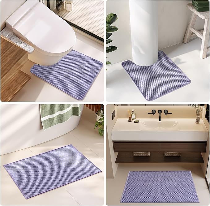 Bathroom Runner Rug, Long Bath Mat Washable Thin Quick Dry Low Pile Bathroom Runner Rugs 24 x 60 Non Slip, Lavender 24"x60"