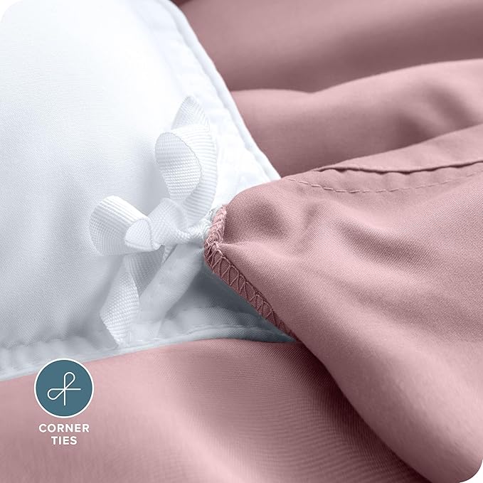 Bare Home Bedding Duvet Cover Queen Size - Premium 1800 Super Soft Collection - Lightweight, Cooling - Soft Breathable Bedding Duvet Cover (Queen, Dusty Pink)