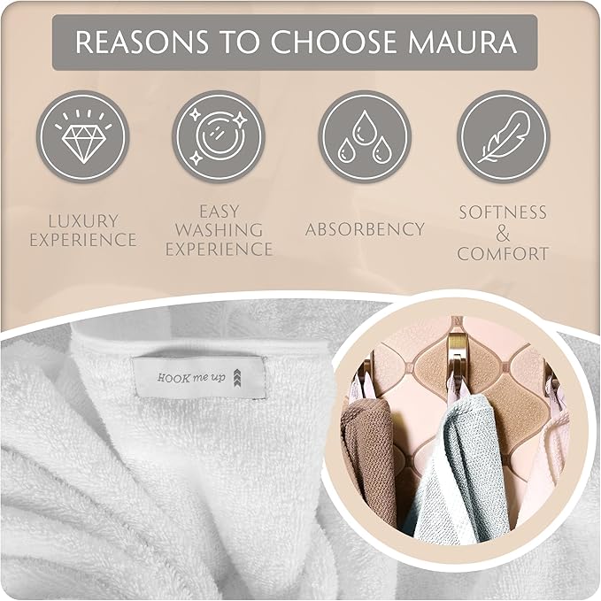 MAURA Basics Hand Towels for Bathroom with Hanging Hook Loops. Soft, Durable, Long Lasting and Absorbent Hand Towel Sets for Bathroom, American Standard Size 16"x28", White
