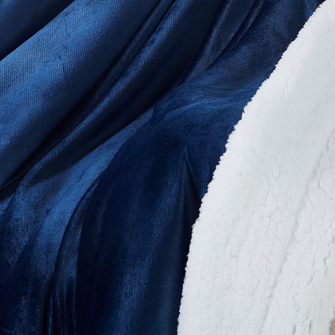 SOCHOW Sherpa Fleece Throw Blanket, Double-Sided Super Soft Luxurious Plush Blanket Throw Size, Navy Blue, 50x60 inches