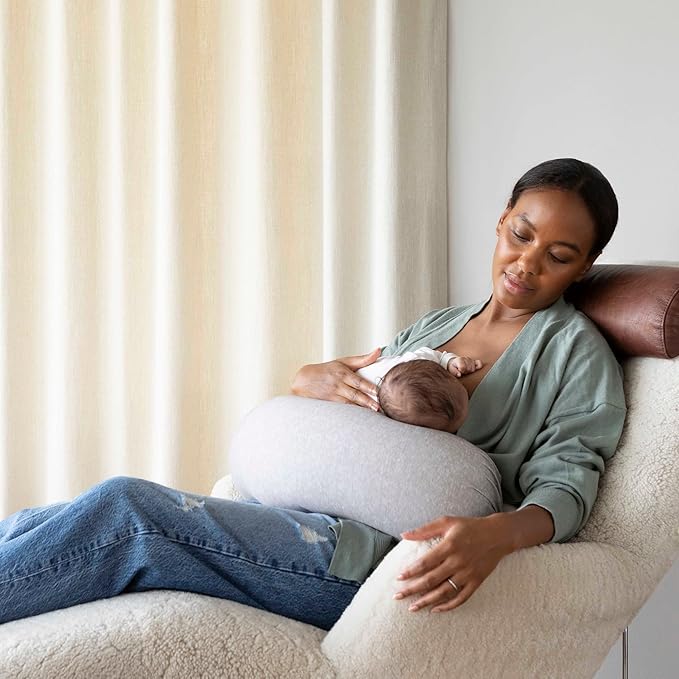 bbhugme Adjustable Pregnancy & Nursing Pillow Bundle – Full Body Support for Side Sleeping and Baby Care – Adjustable Firmness, Removable Covers – Dusty Pink & Grey Melange