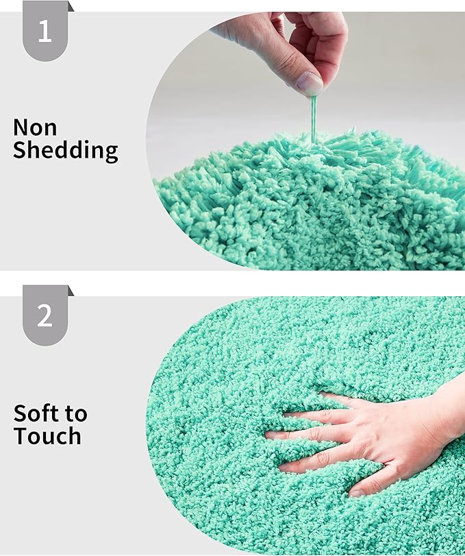 Bathroom Runner Rug 24x59 Spa Blue Non Slip Fluffy Long Bath Mat for Bathroom Floor Washable Plush Luxury Bath Rug for Tub Absorbent Shower Sink Mat Bedside Rug