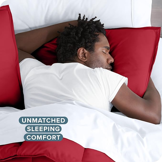 Bare Home Bedding Duvet Cover Full Size - Premium 1800 Super Soft Collection - Lightweight, Cooling Duvet Cover - Soft Breathable Bedding (Full, Red)