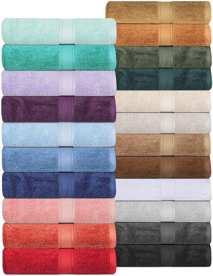 Superior Egyptian Cotton Pile 3 Piece Towel Set, Includes 1 Bath, 1 Hand, 1 Face Towel/Washcloth, Ultra Soft Luxury Towels, Thick Plush Essentials, Guest Bath, Spa, Hotel Bathroom, Forest Green