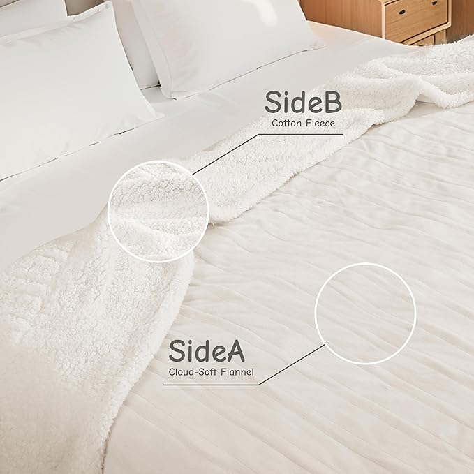 Electric Heated Blanket Full Size 72"x84", Soft Flannel with Overheat Protection, 6 Adjustable Heat Settings & 10-Hour Auto-Off Timer, Fast Heating for Winter Comfort, White