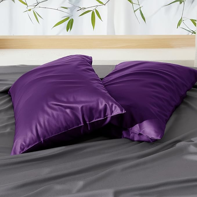 Bedsure King Size Pillow Cases Set of 2, Cooling Pillow Cases for Hot Sleepers, Rayon Derived from Bamboo Plum Pillowcases, Breathable & Soft Bedding Pillow Covers with Envelope Closure, 20x36 Inches