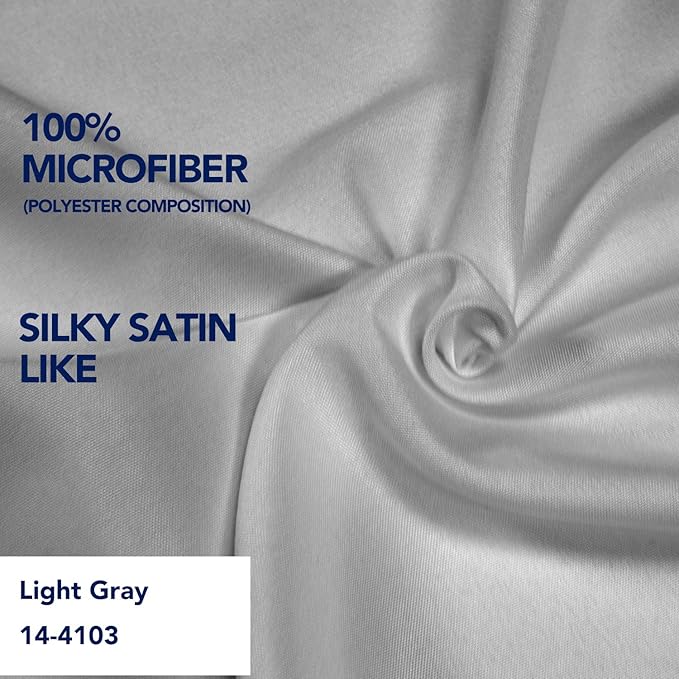 PureFit Wrap Around Ruffled Bed Skirt with Adjustable Elastic Belt - 22 Inch Drop Easy to Put On, Wrinkle Free Bedskirt Dust Ruffles, Bed Frame Cover for Queen, King and C-King Size Beds, Light Gray