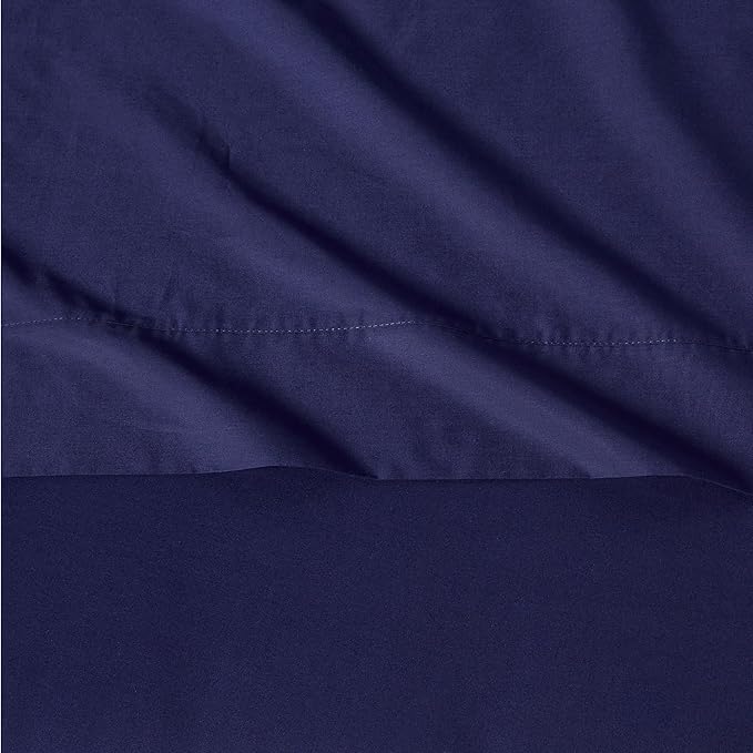 Amazon Basics Soft Organic Cotton Sheet Set with 2-Pieces Pillowcase, Navy Blue, King