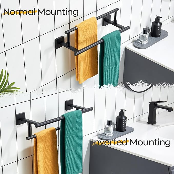 KOKOSIRI Bathroom Towel Bars 16 Inch Towel Rails Matte Black 40CM Hand Towel Holder for Kitchen Garage Wall Stainless Steel B5009BK-L16