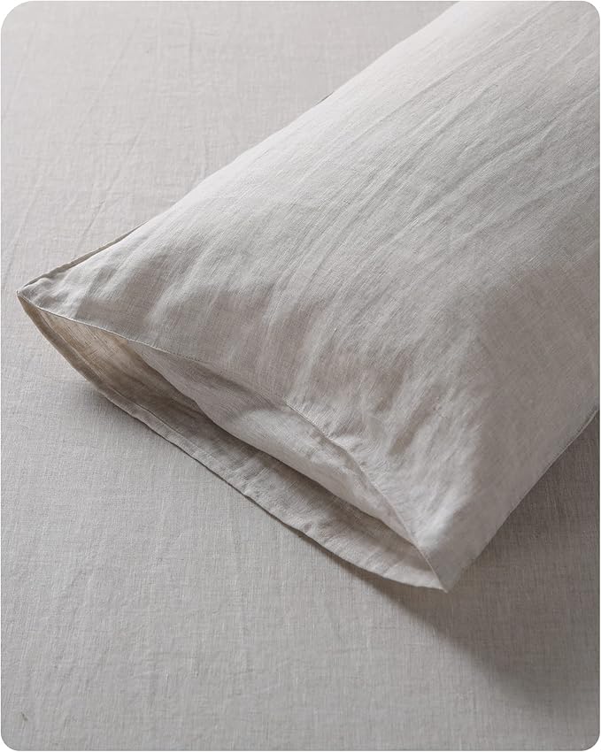 XZ XIFA Linen Pillowcases King - Pack of 2-100% Natural Washed French Flax, Breathable, Durable, Textured Envelope Pillowcases - Linen, 20'' x 40''
