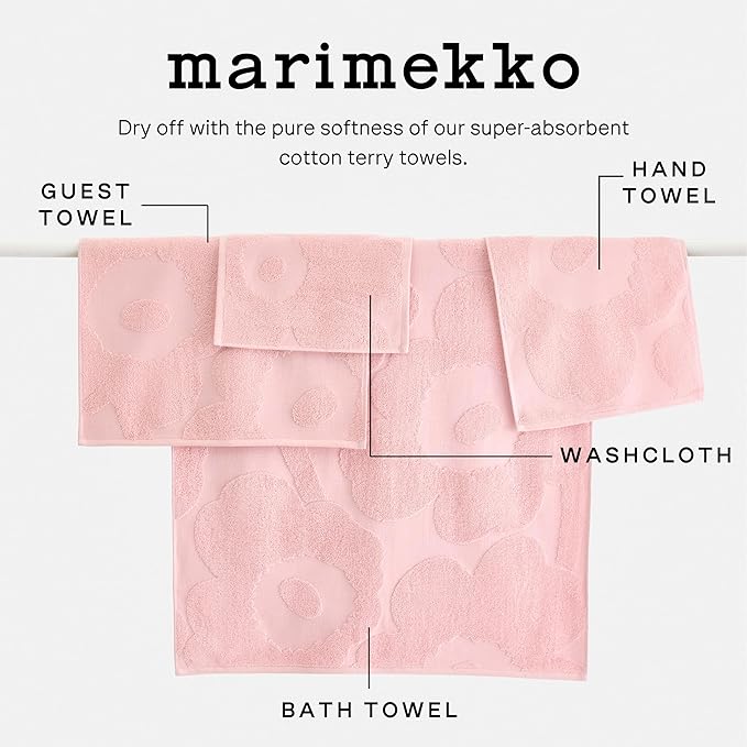 MARIMEKKO Unikko Terry Cotton Washcloth (Pink) – Floral Patterned Washcloths – 12 in x 12 in