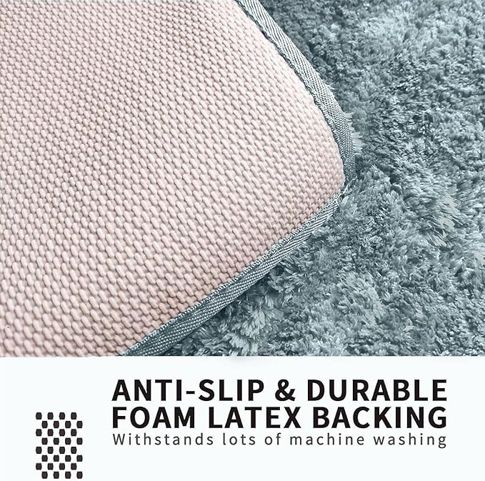 FIFU Bathroom Runner Rug 24" W x 60" L, Bath Mats for Bathroom, Bedroom & Kitchen, Non-Slip Rubber Latex Backing, Comfort & Soft Shower Bathmat & Carpet for Sink, Home & Hallways, Teal