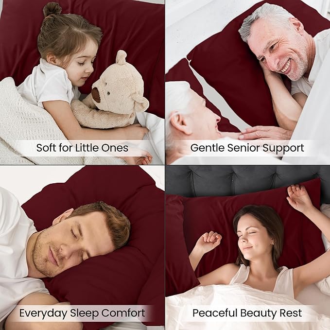 Pillow Covers by Utopia Bedding - King Size 2-Pack – Soft Brushed Microfiber – Perfect for Hospitals, Hotels, Guest Rooms – Oeko-TEX Certified, 20x40 Inches (Burgundy)