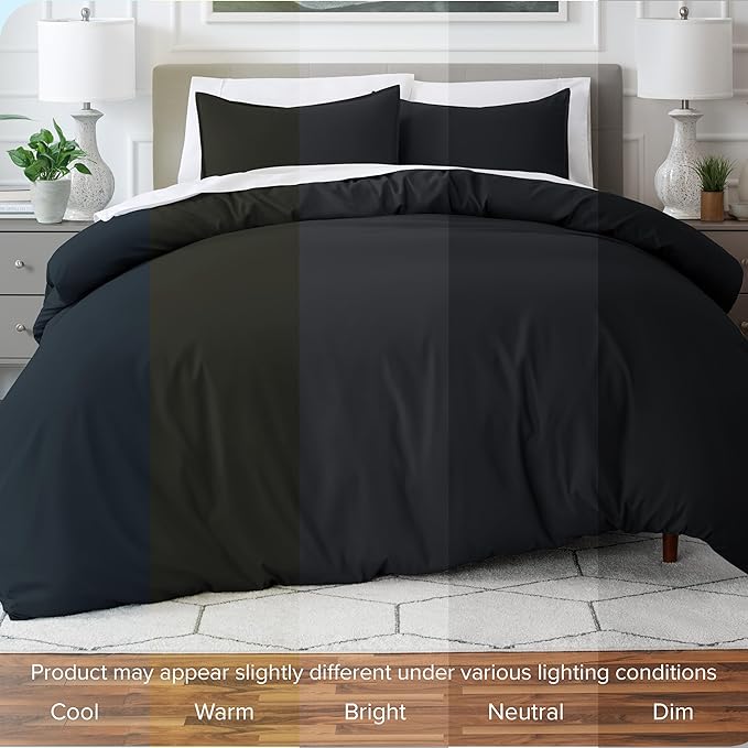 Bare Home Bedding Duvet Cover Extra Long Size - Premium 1800 Super Soft Collection - Lightweight, Cooling Duvet Cover - Soft Breathable Bedding (Twin/Twin XL, Black)