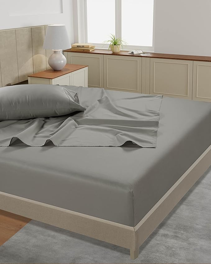 LANE LINEN California King Sheets – 450 Thread Count 100% Cotton Bed Sheets, Soft & Naturally Cooling, 15” Deep Pocket Fully Elasticized Fitted Sheet, Fade-Resistant & Machine Washable, Paloma