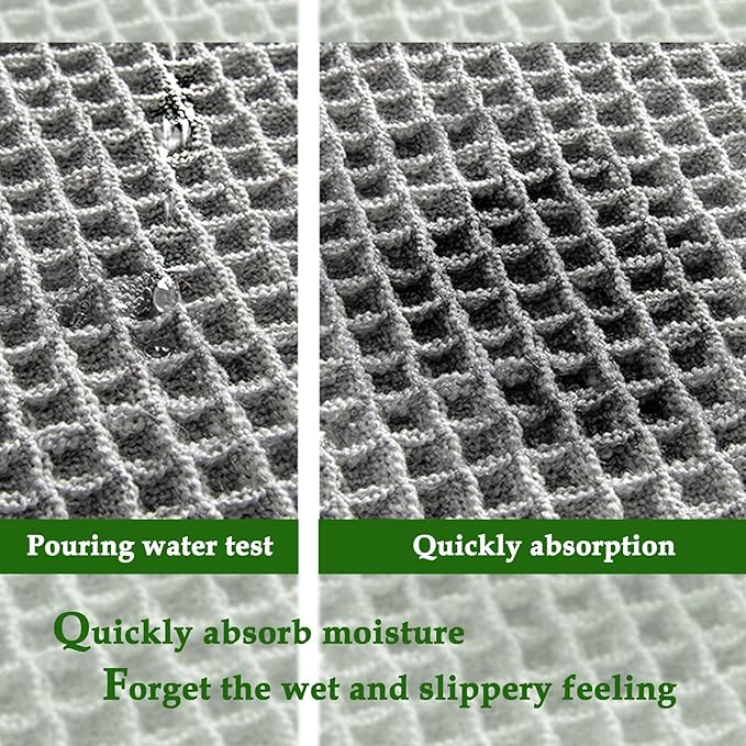 ZALL Grey Waffle Bath Mat,Super Absorbent Non Slip Long Bathroom Runner Rug,Gray 24X60inch,Machine Washable Ultra Soft Floor Mats
