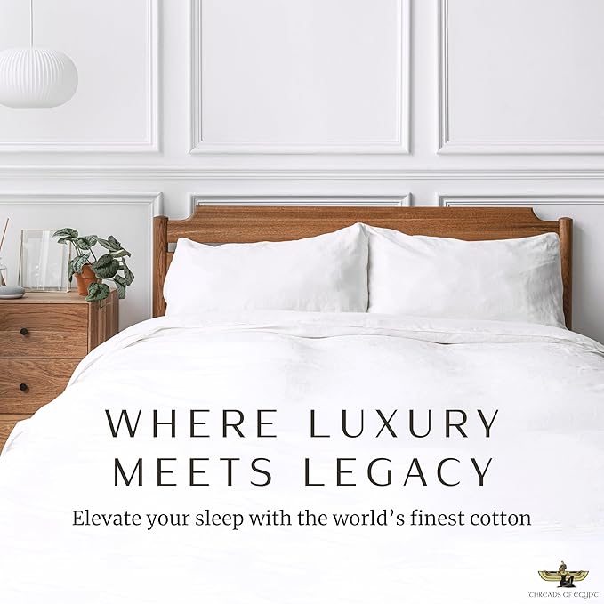 100% Egyptian Cotton Sheets Queen Size | 1200 Thread Count | CEA Gold Seal Certified | Ultra Soft | Cooling for Hot Sleepers | 18" Deep Pocket | Queen Size [White]