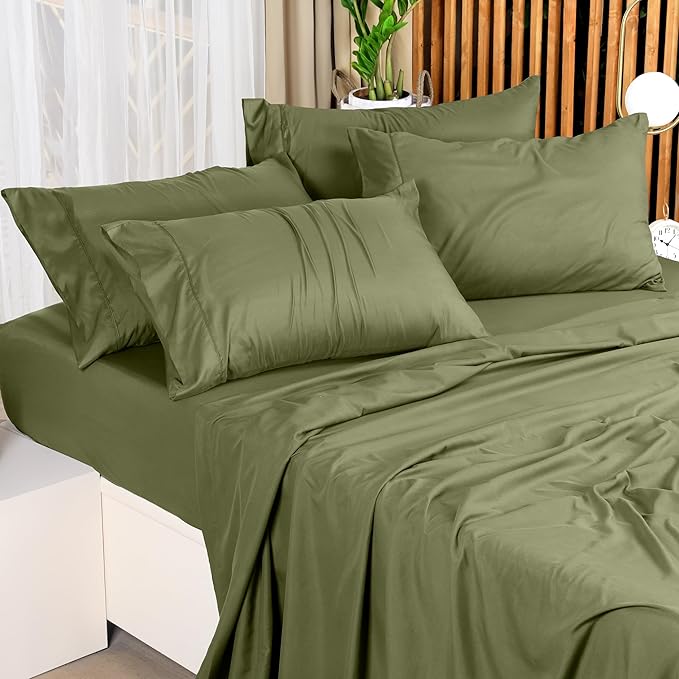 Utopia Bedding King Sheet Set – 4 Piece Bed Sheets for King Size Bed, Soft and Breathable Microfiber, Includes 1 Fitted Sheet, 1 Flat Sheet and 2 Pillowcases (Olive)