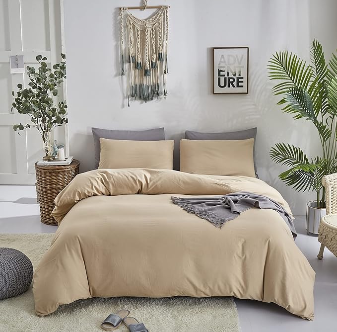 Cottonight Khaki Comforter Set California King Bedding Set Women Men Taupe Sand Color Blanket Quilts Soft Breathable Modern Solid Champagne Comforter Set for Cal King Bed