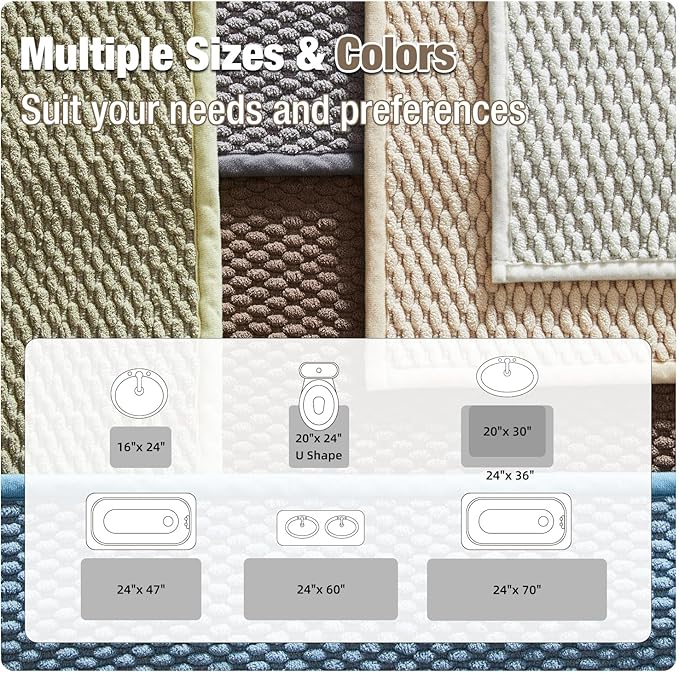 Bathroom Runner Rug, Long Bath Mat Washable Thin Quick Dry Low Pile Bathroom Runner Rugs Non Slip, Brown 24"x70"