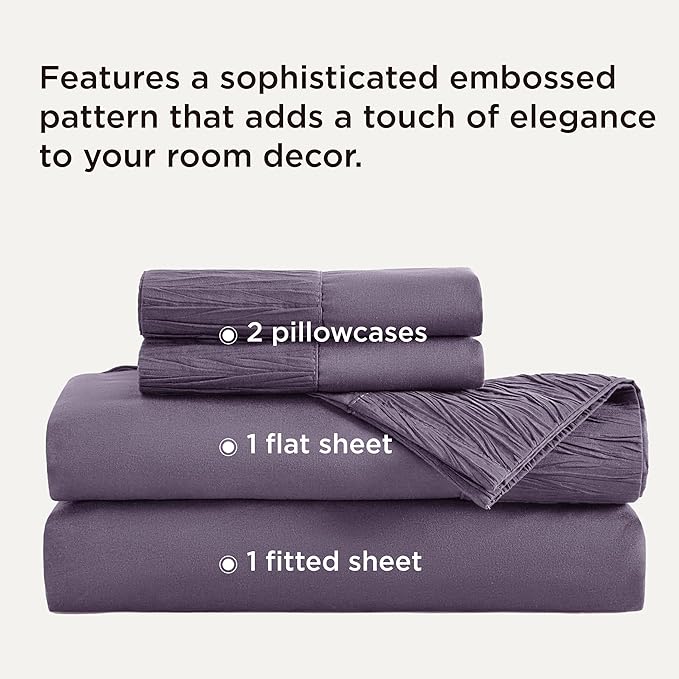 Bedsure Queen Sheet Set - 4 Pieces Soft Queen Size Sheets - Breathable & Cooling - Hotel Luxury - Easy Care Polyester Microfiber Bedding for Women, Men, Dusty Purple